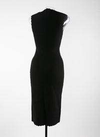 Robe midi moulante sans manches en laine - Noir