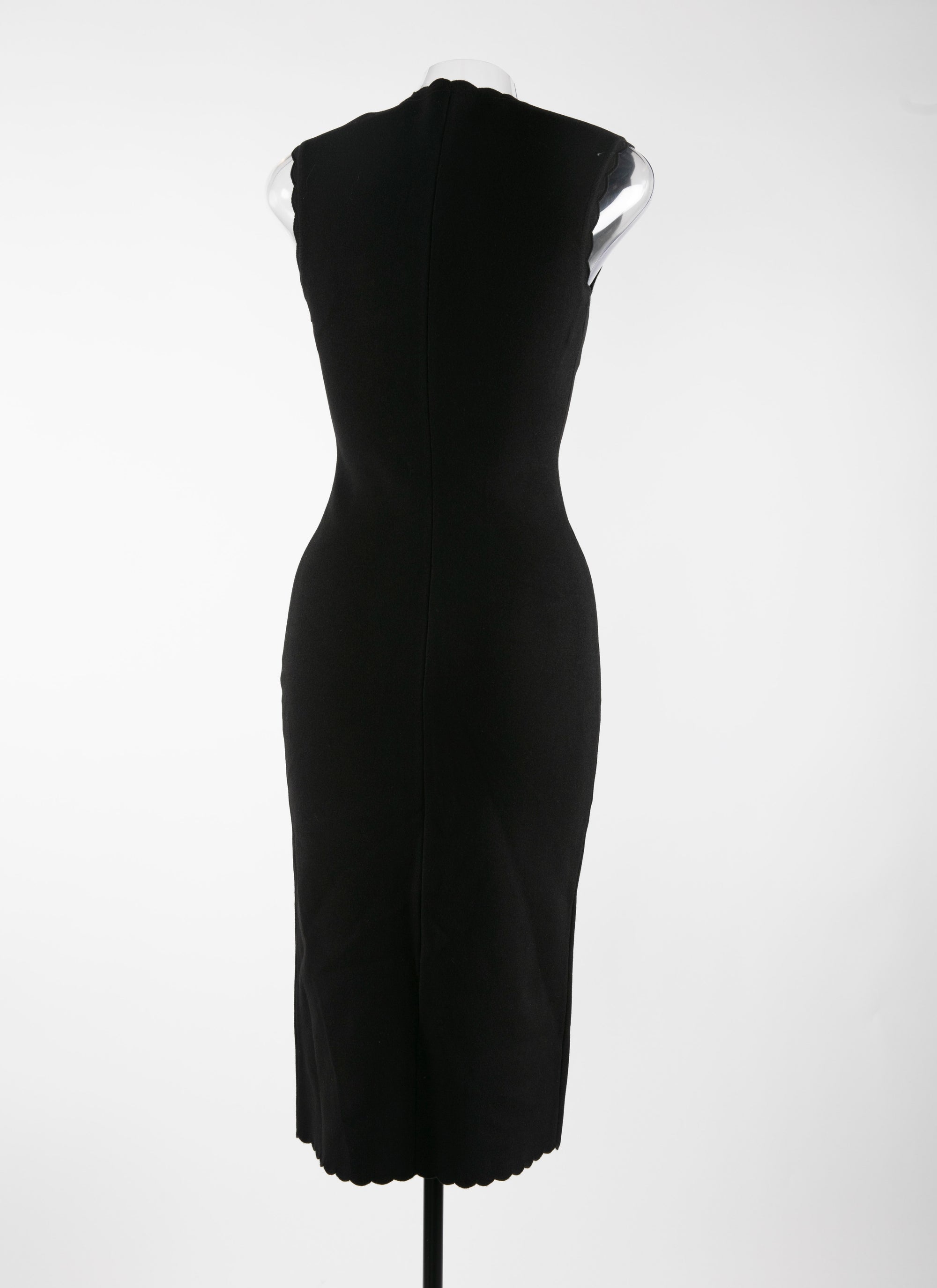 Robe midi moulante sans manches en laine - Noir