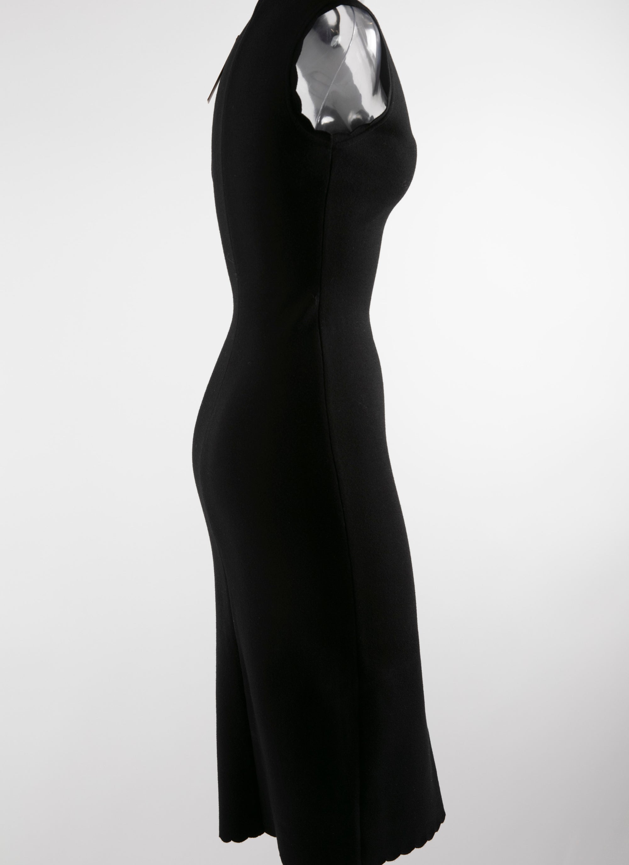 Robe midi moulante sans manches en laine - Noir