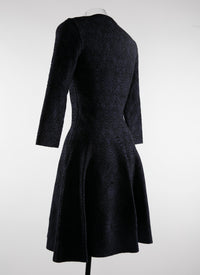 Short flared dress with round neck and 3/4 sleeves - Night & Black