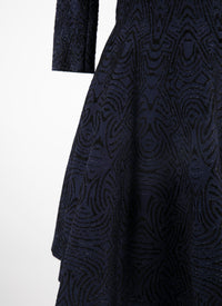 Short flared dress with round neck and 3/4 sleeves - Night & Black