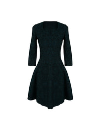 Robe à manches 3/4 Apolima en maille - Vert & Noir