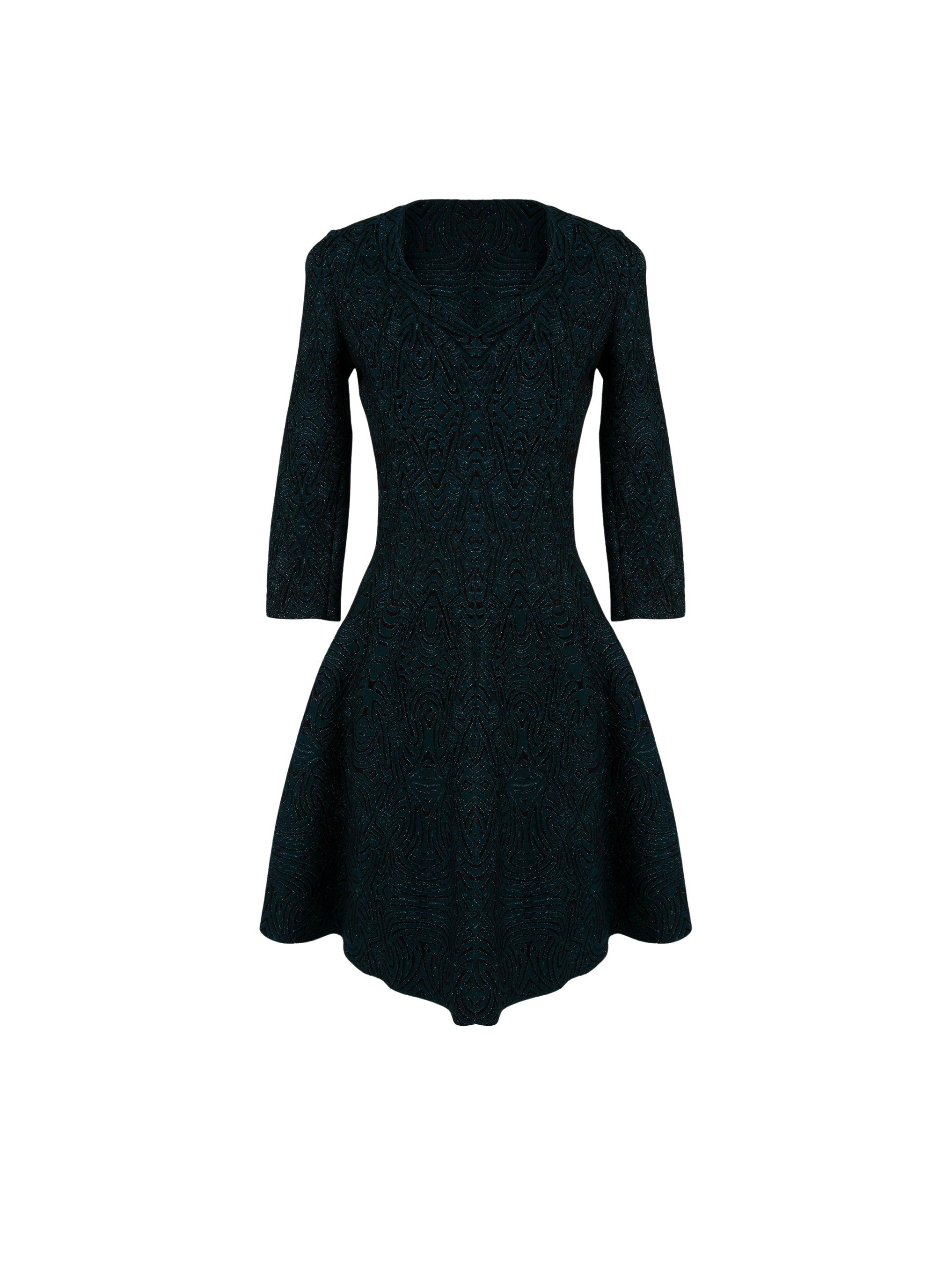 Robe à manches 3/4 Apolima en maille - Vert & Noir