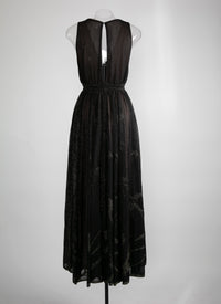 Robe longue évasée sans manches pailletée - Noir & Or