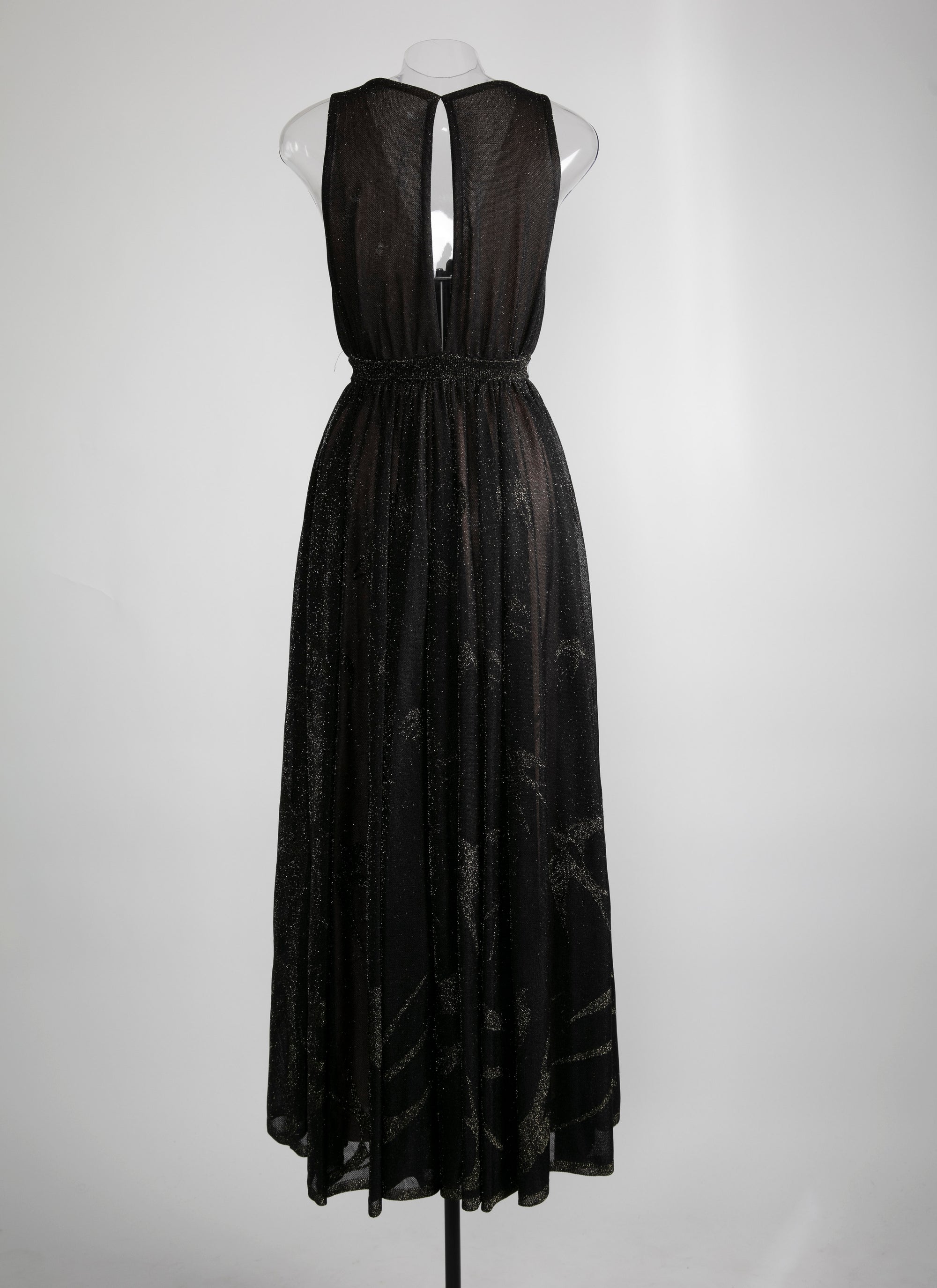 Robe longue évasée sans manches pailletée - Noir & Or