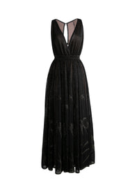 Robe longue évasée sans manches pailletée - Noir & Or