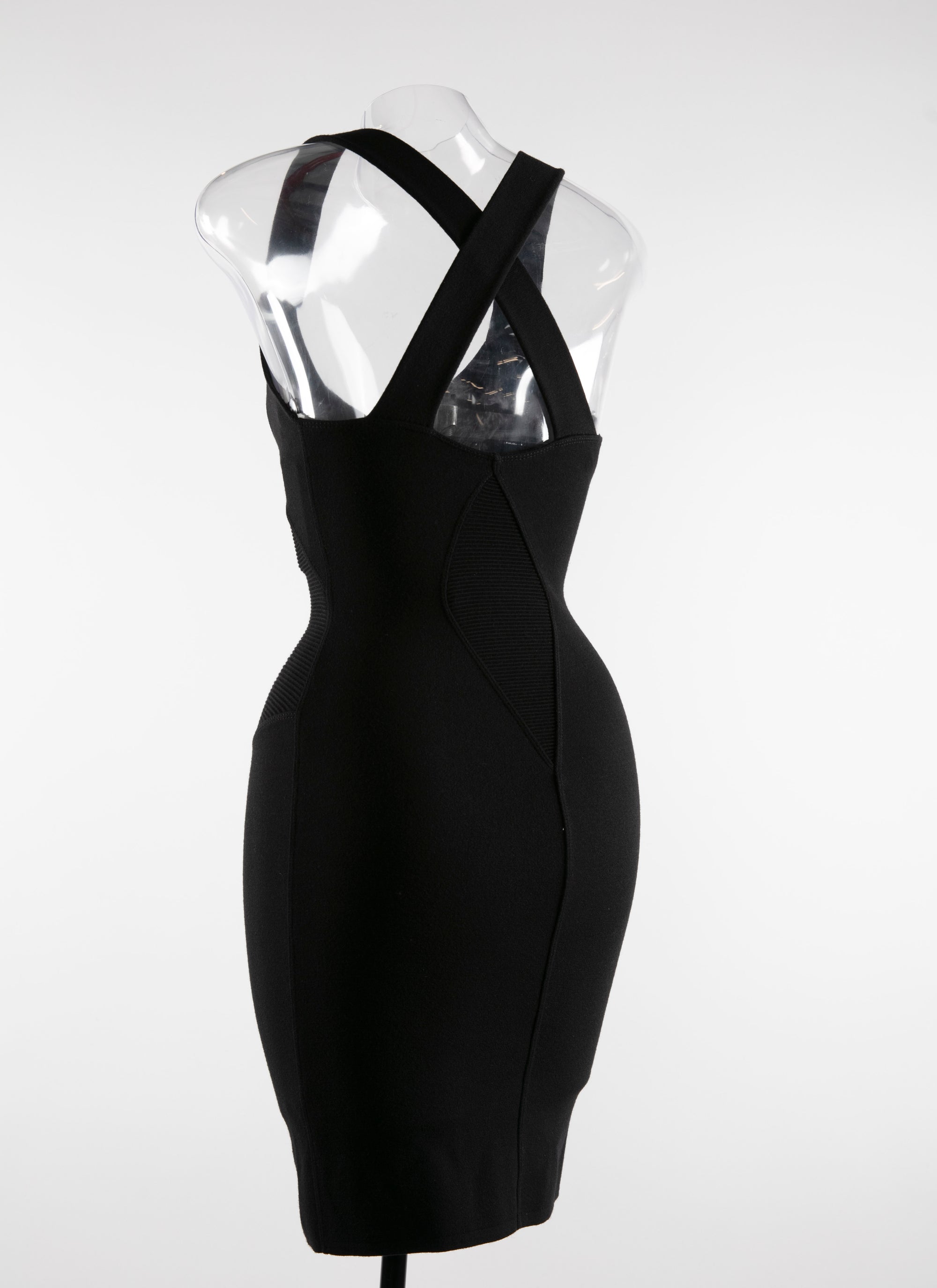 Robe courte dos croisé en laine - Noir