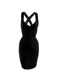 Robe courte dos croisé en laine - Noir