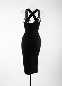 Wool double-breasted midi dress - Black intense