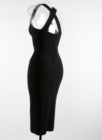 Wool double-breasted midi dress - Black intense