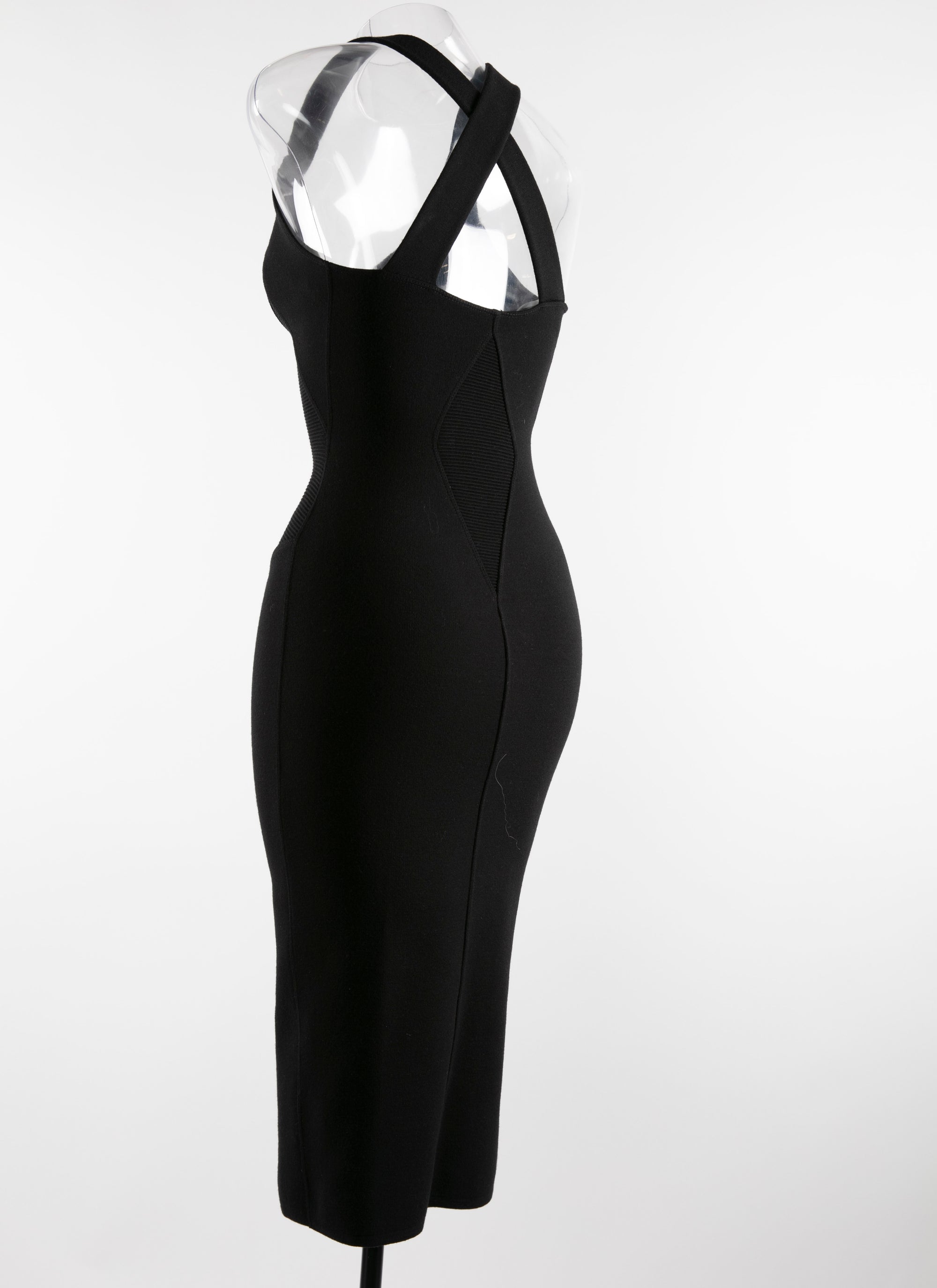 Wool double-breasted midi dress - Black intense