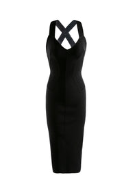 Wool double-breasted midi dress - Black intense