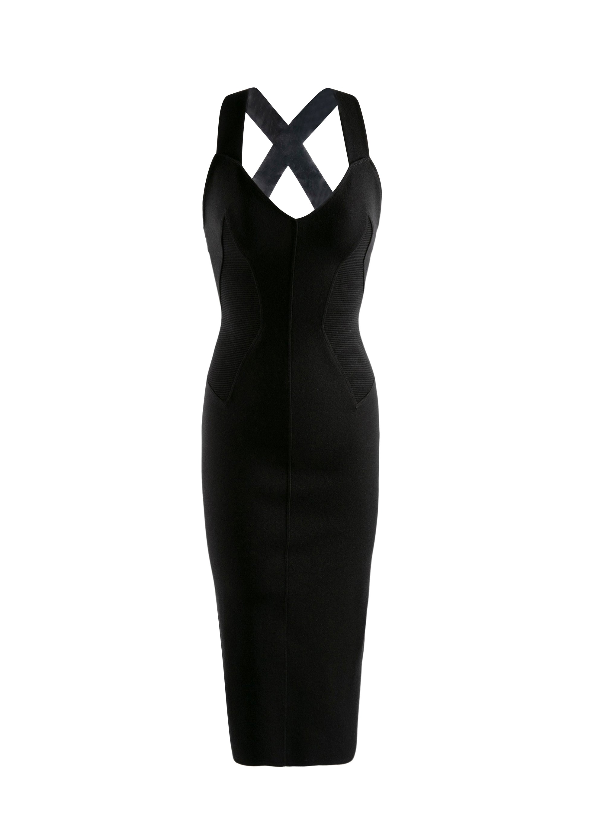 Wool double-breasted midi dress - Black intense