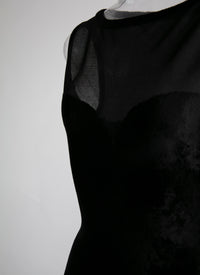 Sleeveless sheer bust flared maxi dress - Black intense