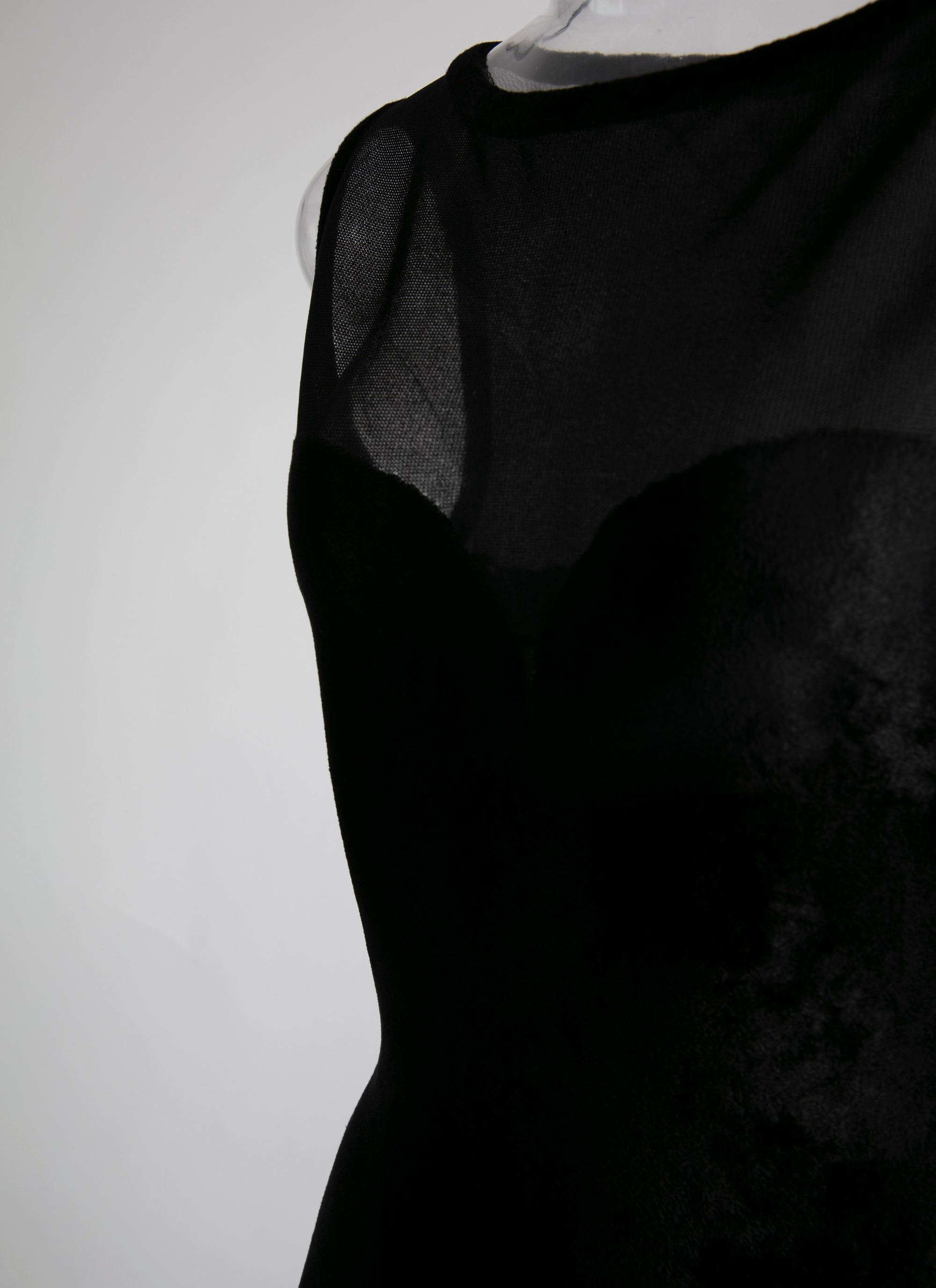 Sleeveless sheer bust flared maxi dress - Black intense