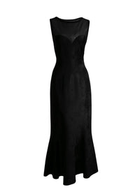 Sleeveless sheer bust flared maxi dress - Black intense