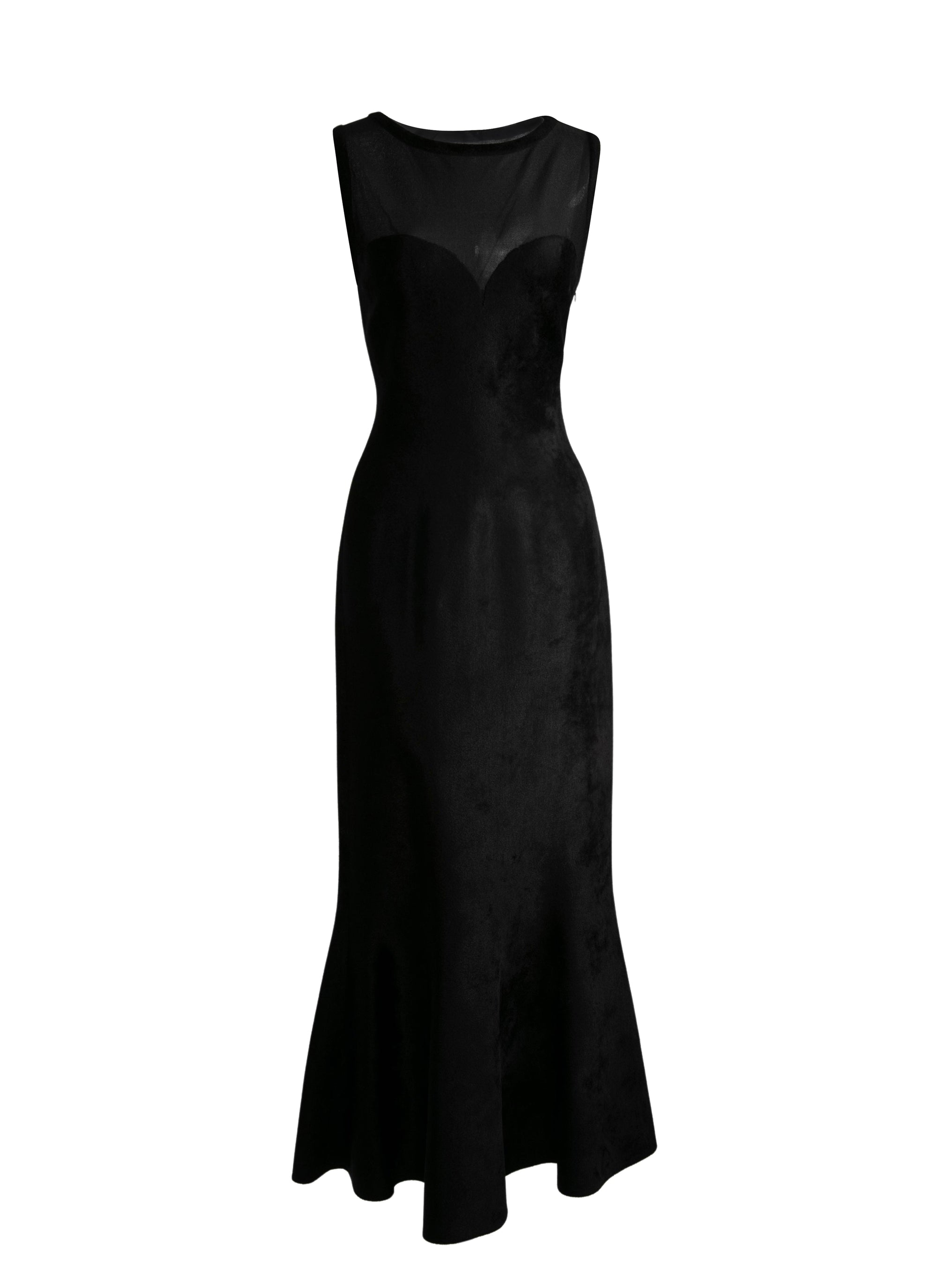 Sleeveless sheer bust flared maxi dress - Black intense