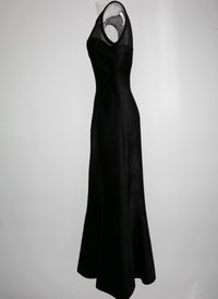 Sleeveless sheer bust flared maxi dress - Black intense