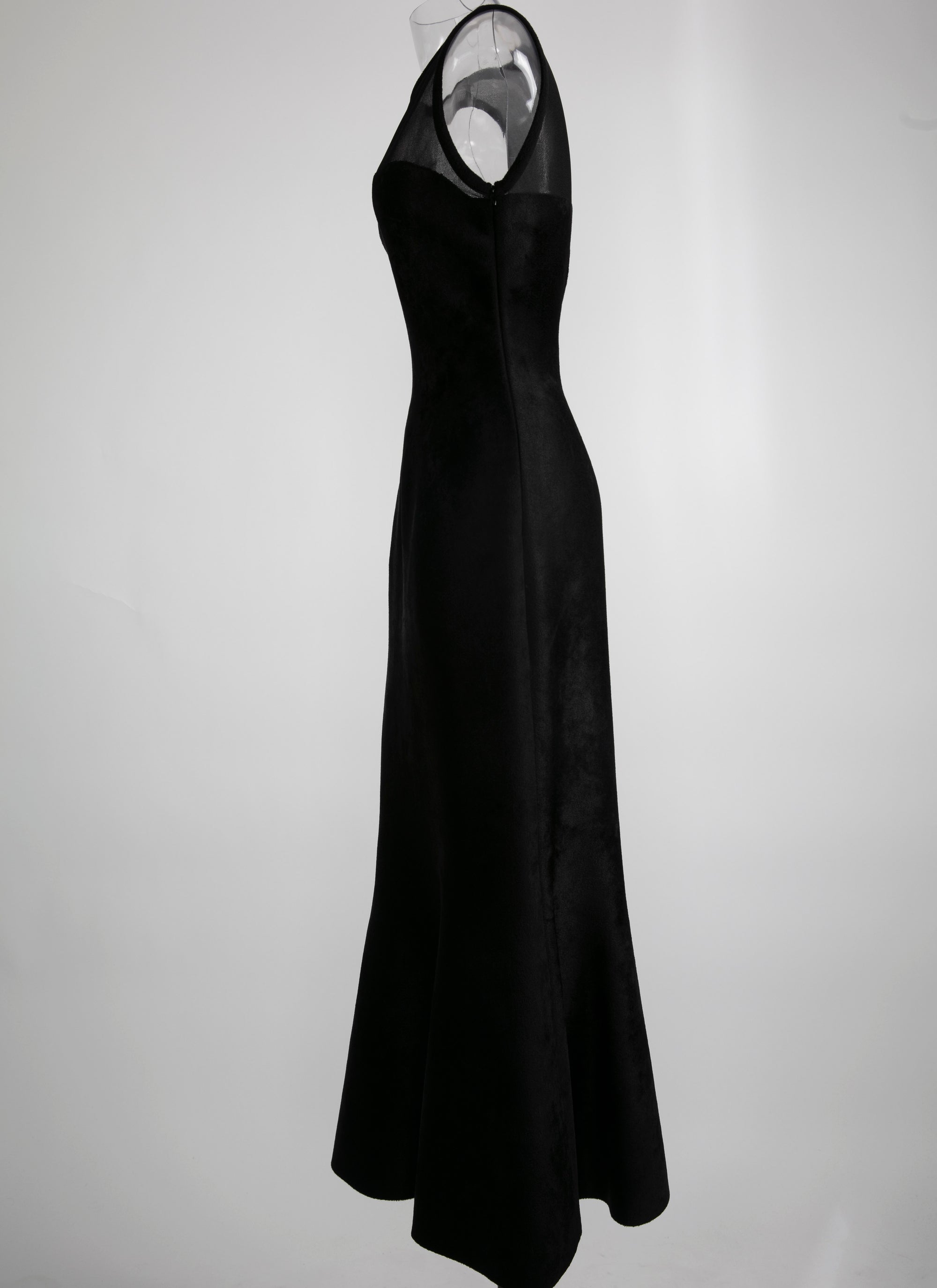 Sleeveless sheer bust flared maxi dress - Black intense