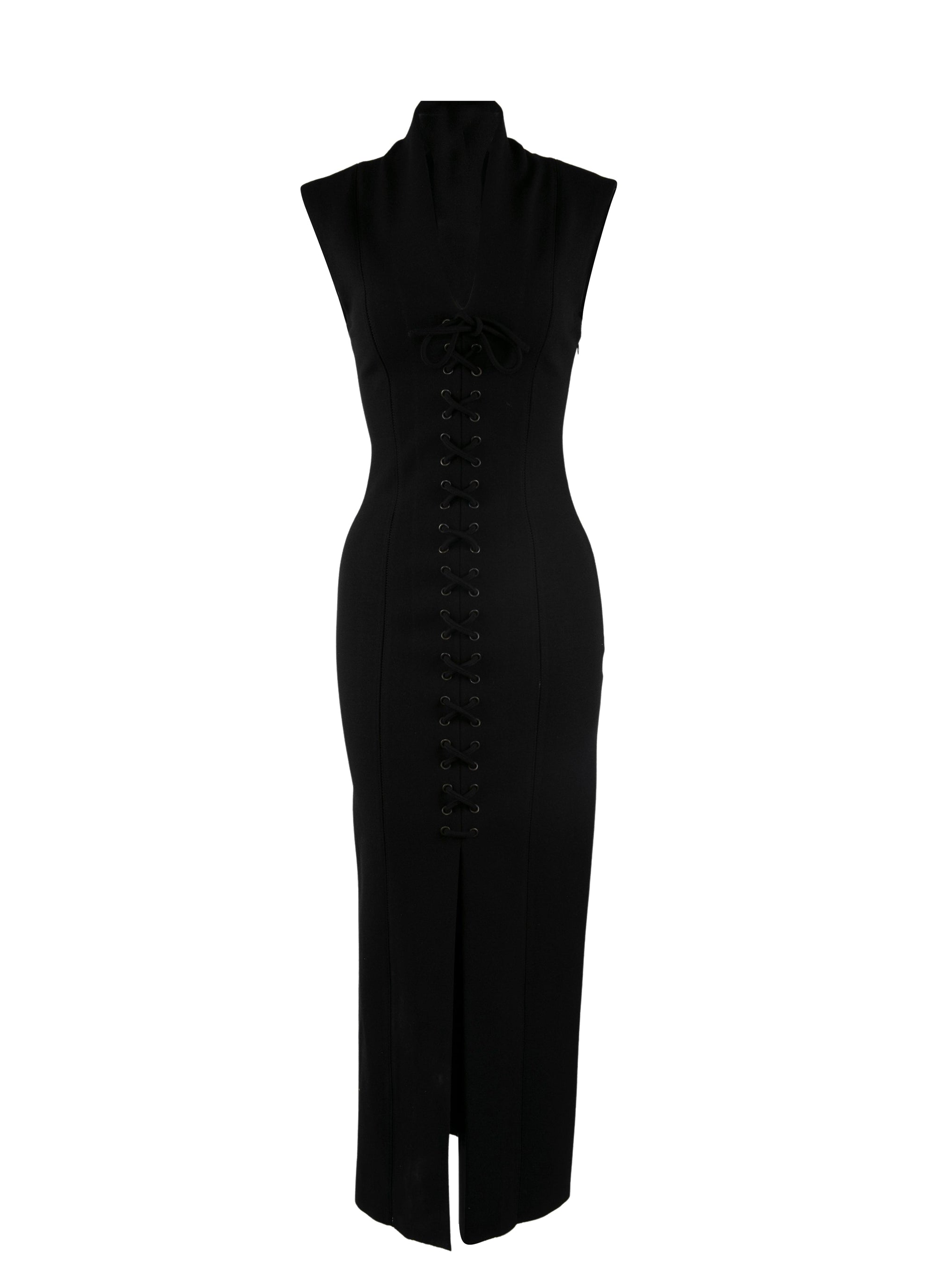Robe longue en laine - Noir