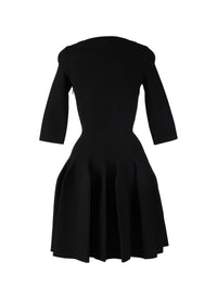 Short dress with long sleeves Piqué knit - Black