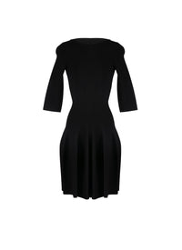 Robe courte à manches longues Maille piquée - Noir