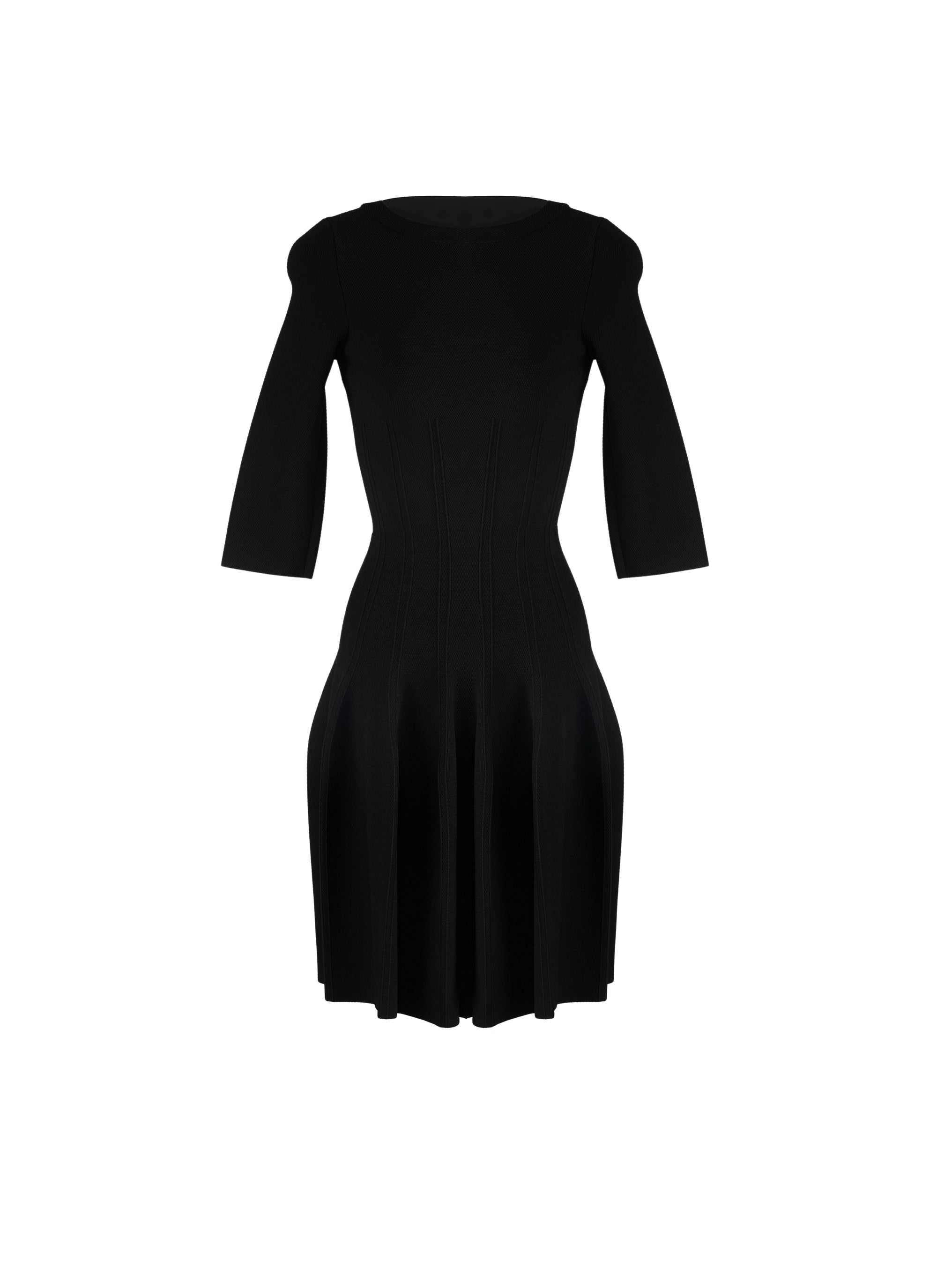 Robe courte à manches longues Maille piquée - Noir