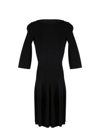 Short dress with long sleeves Piqué knit - Black