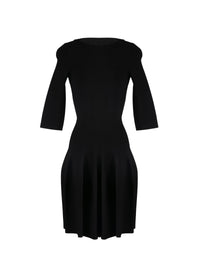 Robe courte à manches longues Maille piquée - Noir