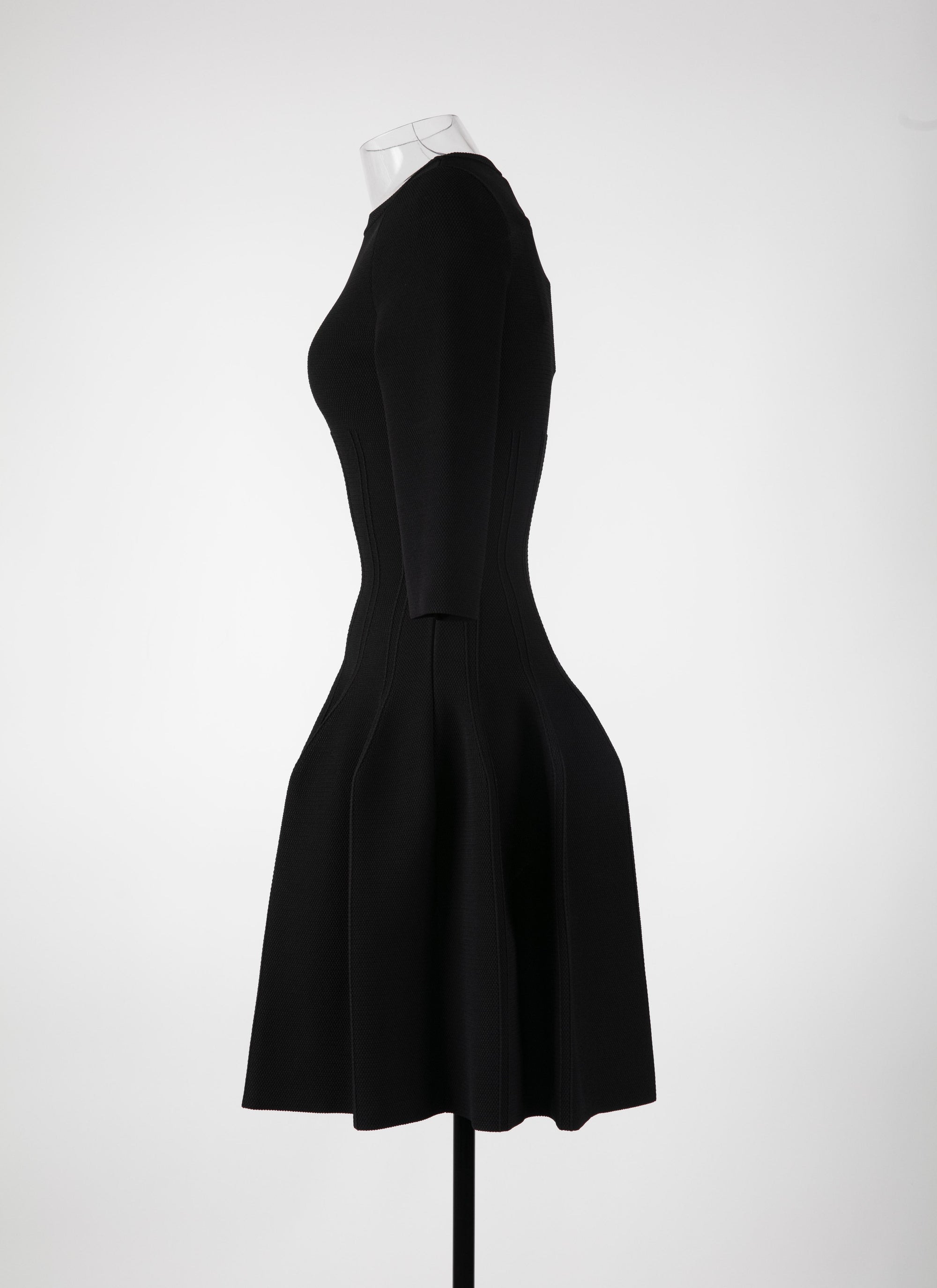 Robe courte à manches longues Maille piquée - Noir