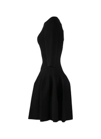 Short dress with long sleeves Piqué knit - Black