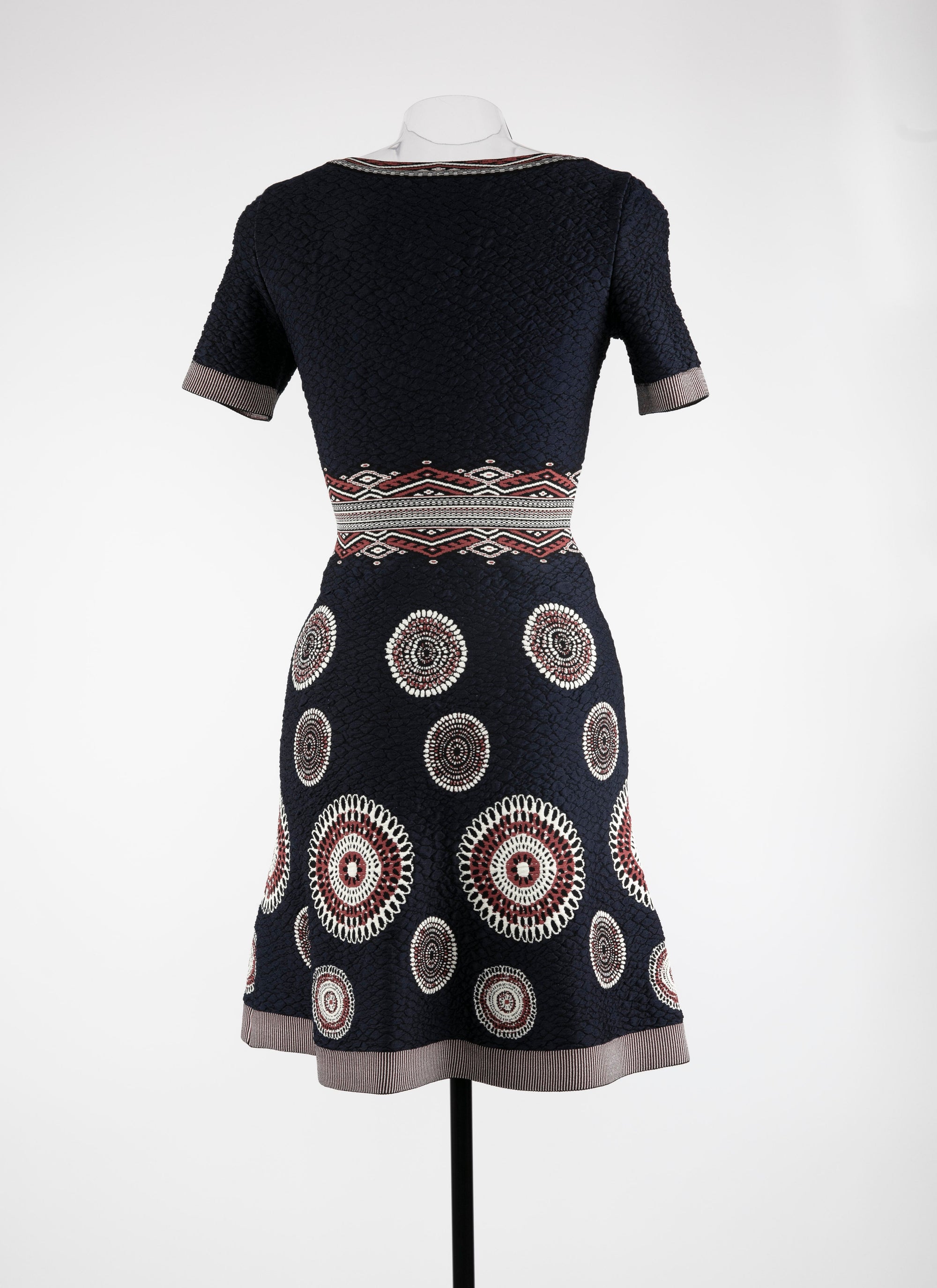 Round knitted flared dress - Midnight & Bordeaux