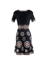 Robe évasée à motif rond en maille - Nuit & Bordeaux