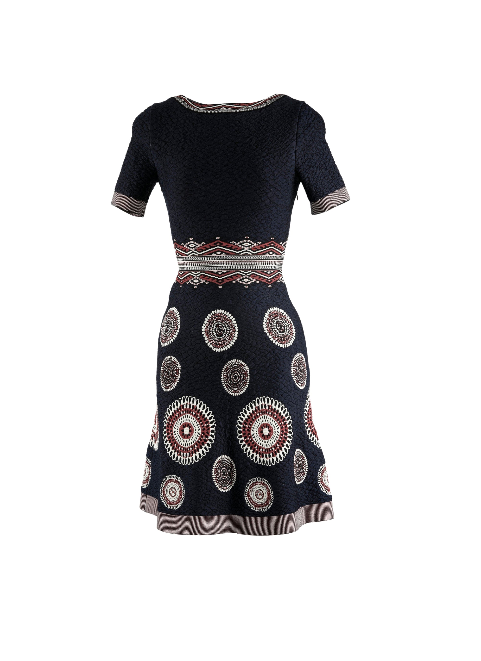 Robe évasée à motif rond en maille - Nuit & Bordeaux
