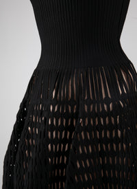 Robe courte évasée embossée à mancherons - Noir