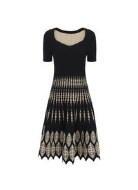 Robe courte évasée - Noir & Beige
