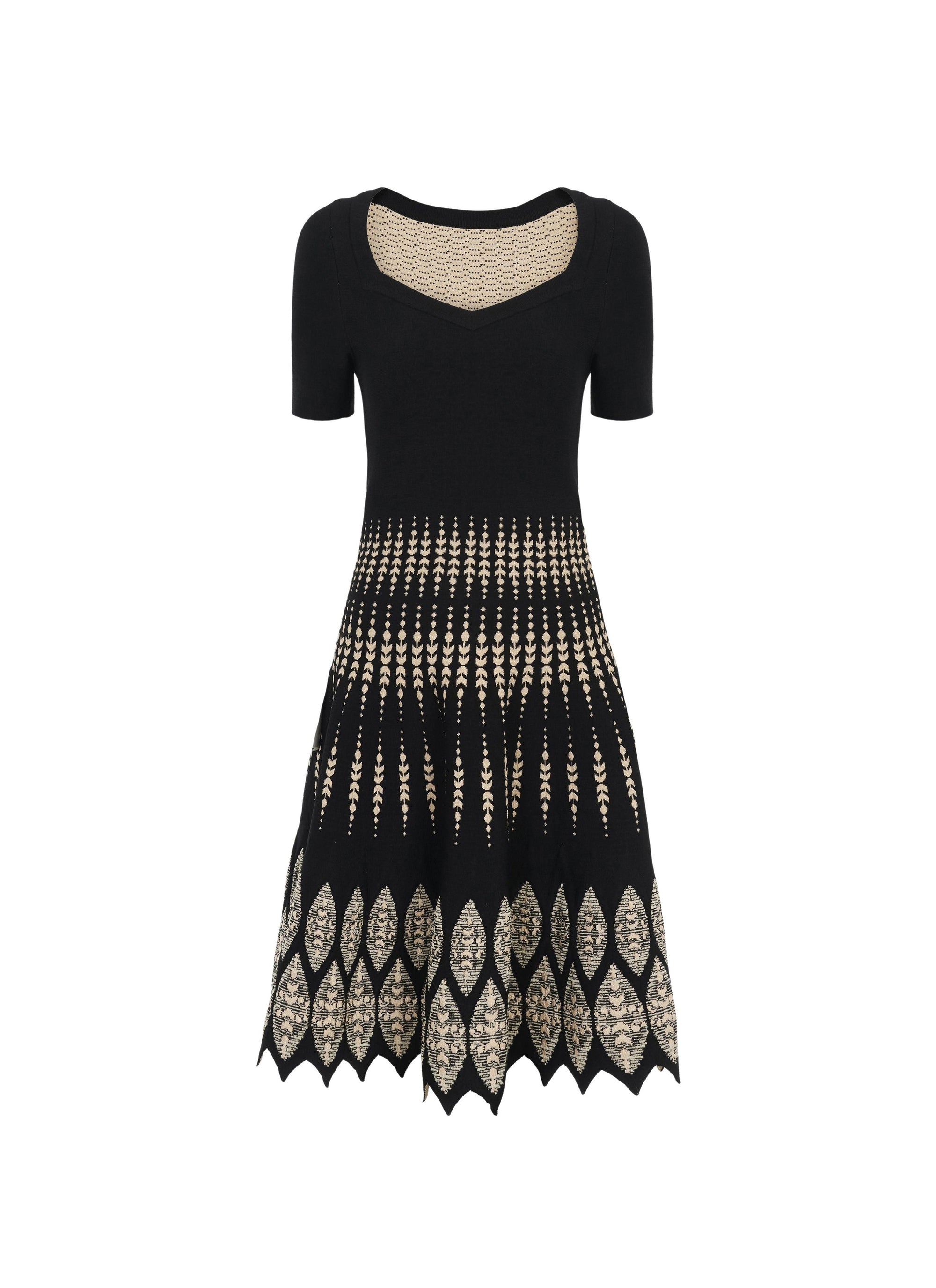 Robe courte évasée - Noir & Beige