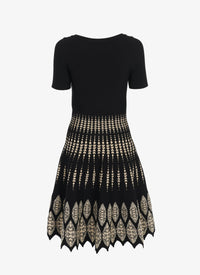 Robe courte évasée - Noir & Beige