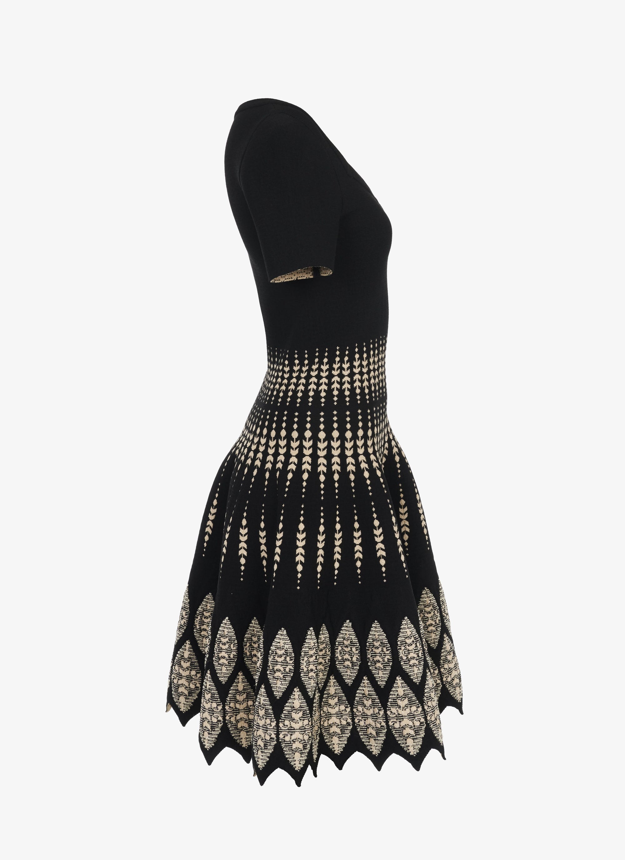 Robe courte évasée - Noir & Beige