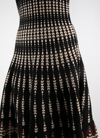 Robe longue plissée sans manches à col carrée - Noir & Grenat
