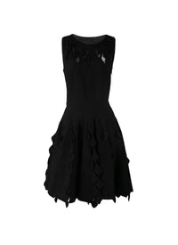 Robe courte évasée à détails empiècements sans manches - Noir