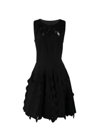 Robe courte évasée à détails empiècements sans manches - Noir