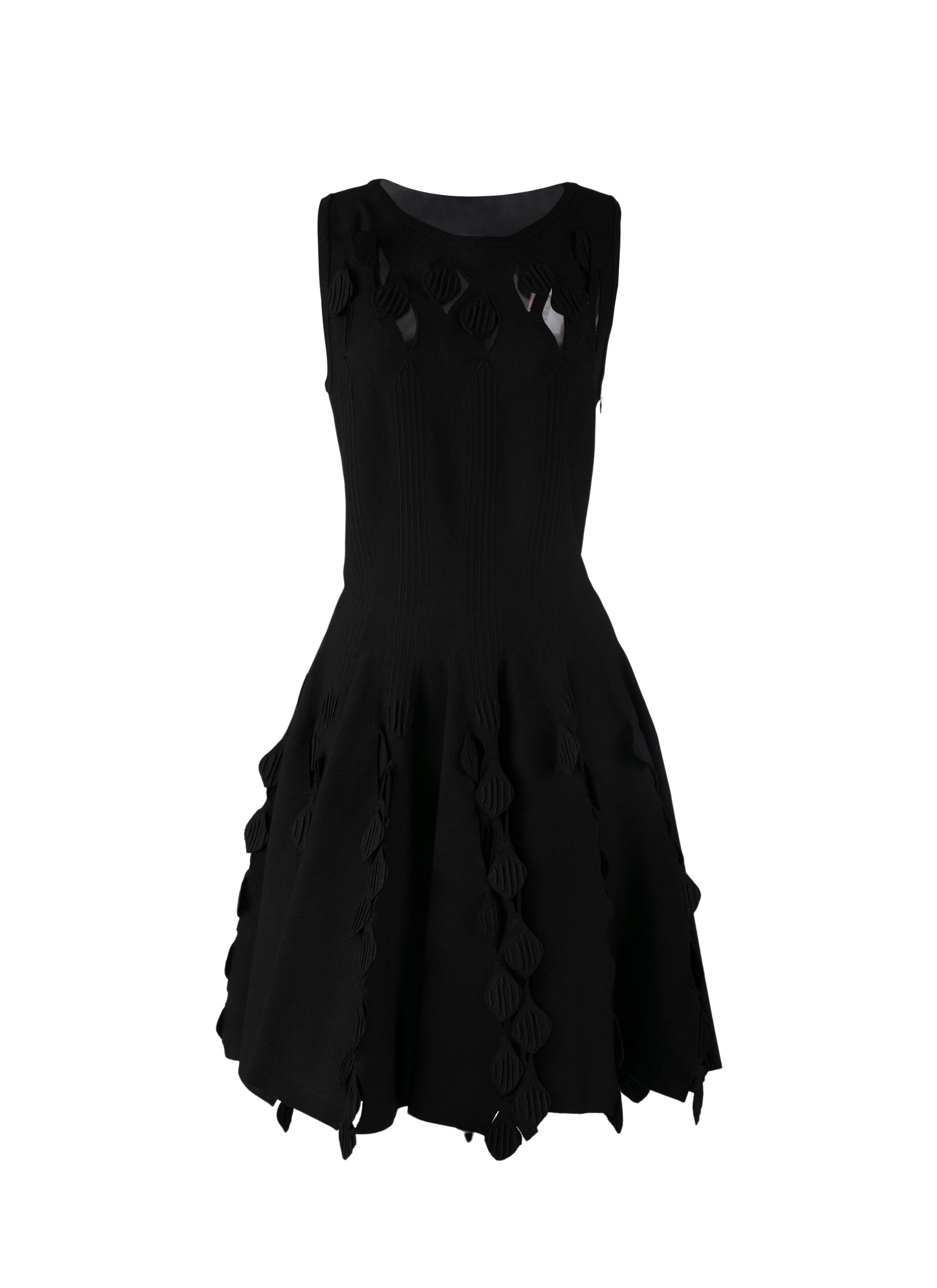Robe courte évasée à détails empiècements sans manches - Noir