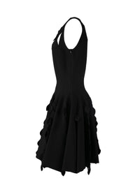 Robe courte évasée à détails empiècements sans manches - Noir