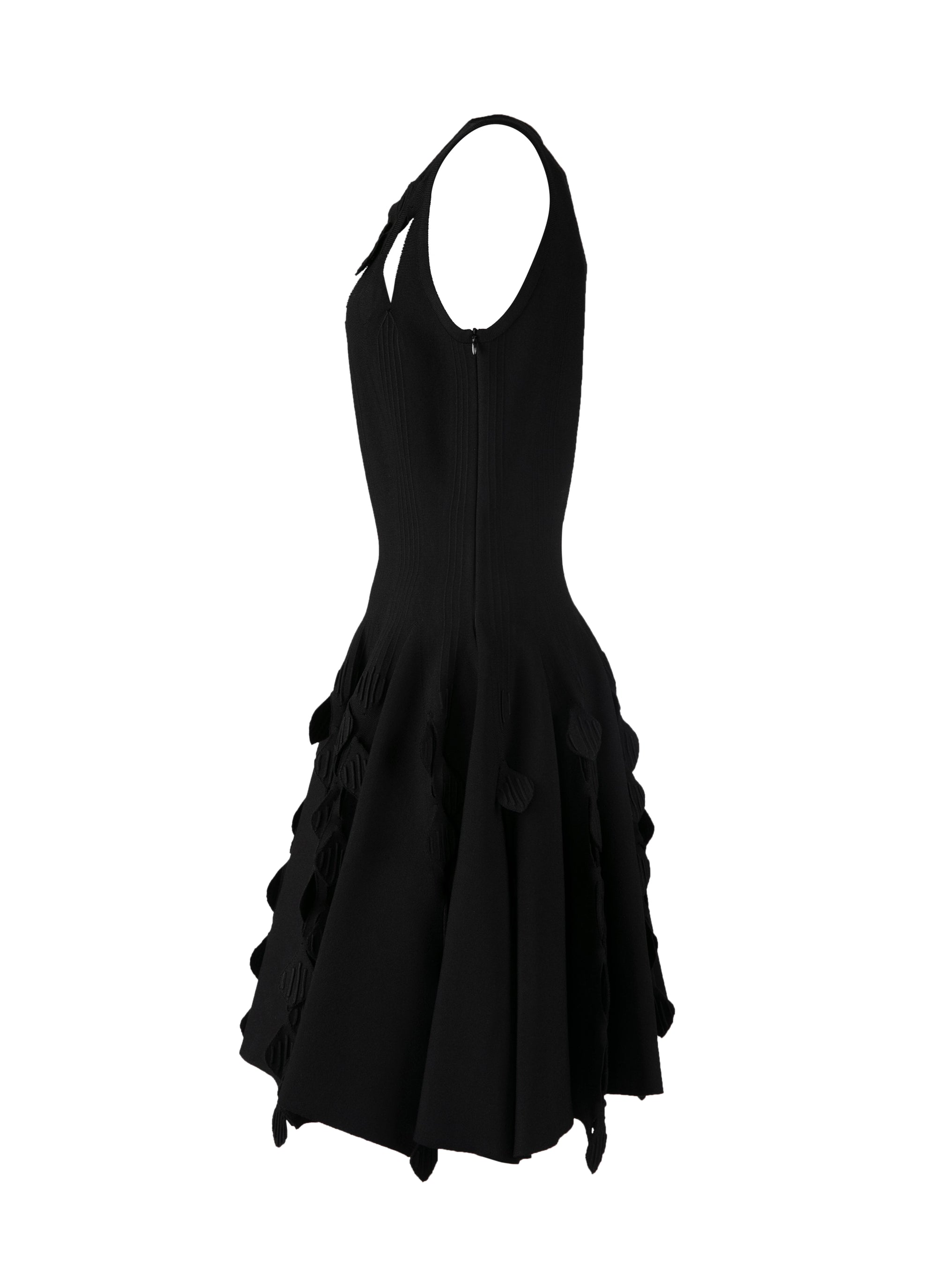 Robe courte évasée à détails empiècements sans manches - Noir