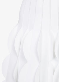 Scalloped knitted polo dress - White