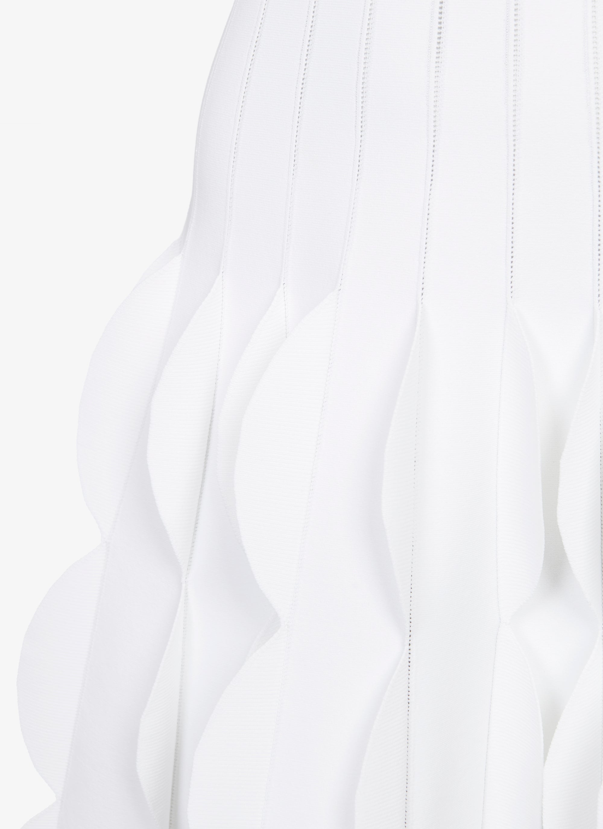 Scalloped knitted polo dress - White