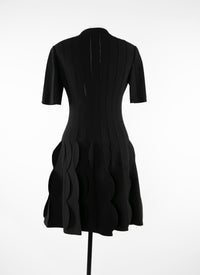 Robe polo festonnée en maille - Noir