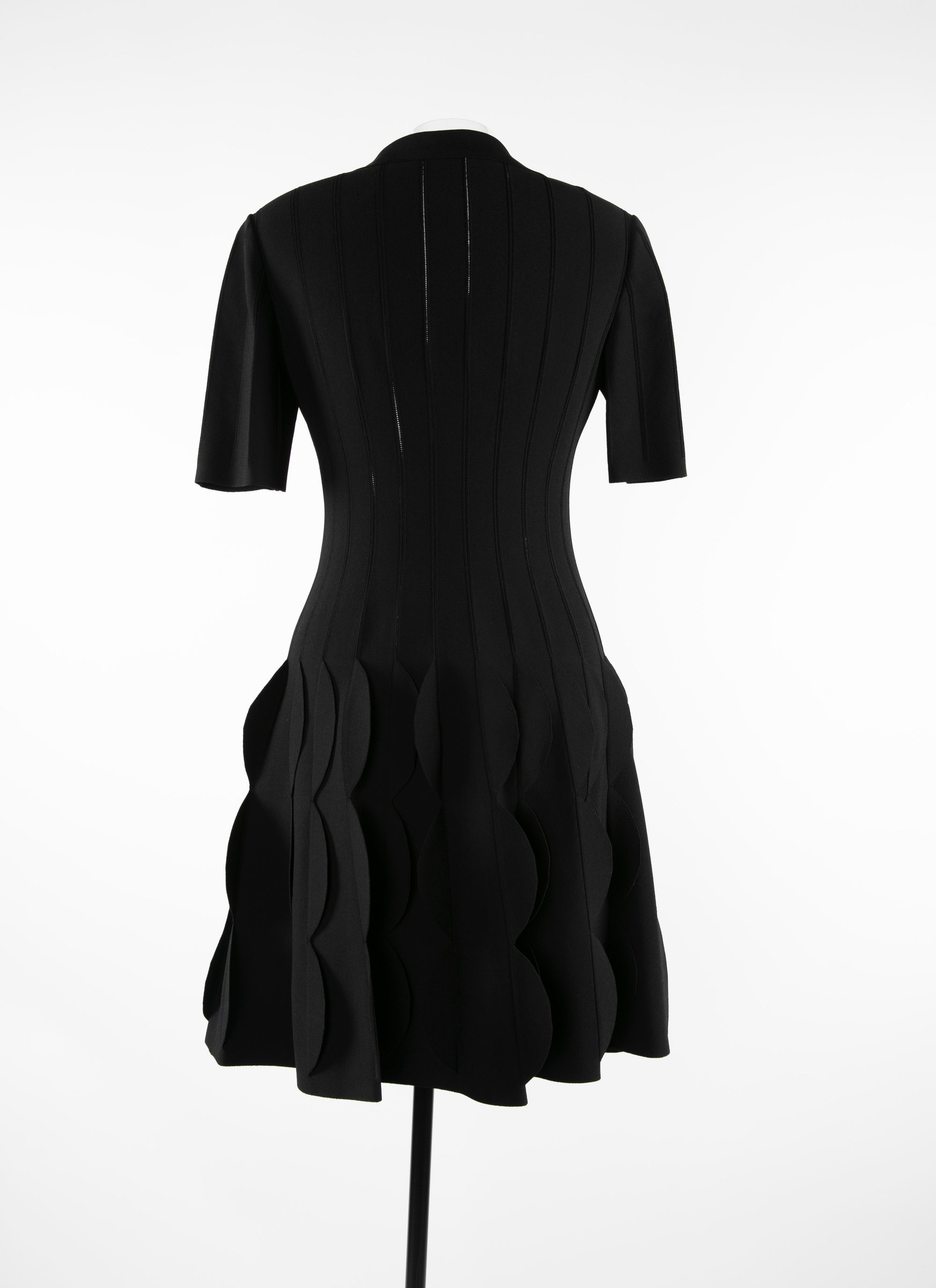 Robe polo festonnée en maille - Noir