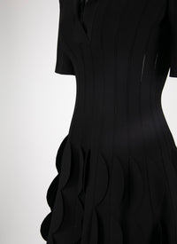 Robe polo festonnée en maille - Noir